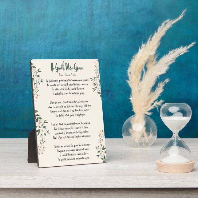 Plaque Annie Johnson Flint - He Giveth More Grace (Côté)