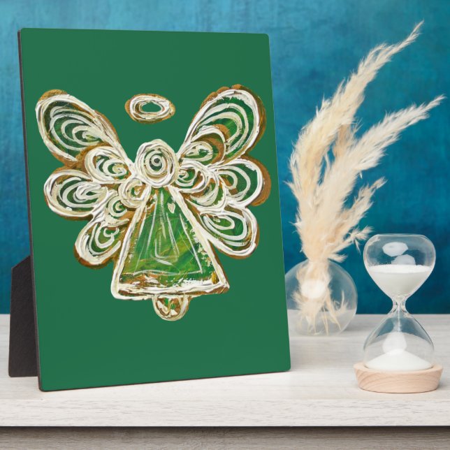 Plaque cadeau de peinture d'ange vert Gardien (Côté)