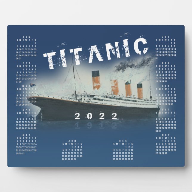 Plaque Calendrier bleu Titanic 2022 RMS (Devant)