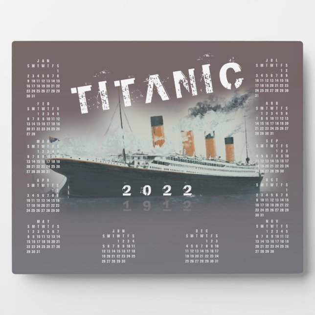 Plaque calendrier de livraison Titanic 2022 RMS (Devant)