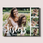 Plaque Collage photo Customisée des soeurs<br><div class="desc">Ces soeurs modernes, plaque photo collage est le cadeau parfait pour votre soeur, avec 4 de vos photos préférées, les soeurs texte dans une police de script amusante, puis personnalisez avec vos noms. Fantastique comme noël, graduation, galatines, anniversaire ou cadeau pour toute autre occasion spéciale, le style de police, la...</div>