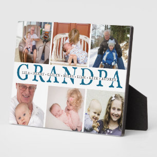 Plaque Collage Photo Grandpa & Grandkids personnal