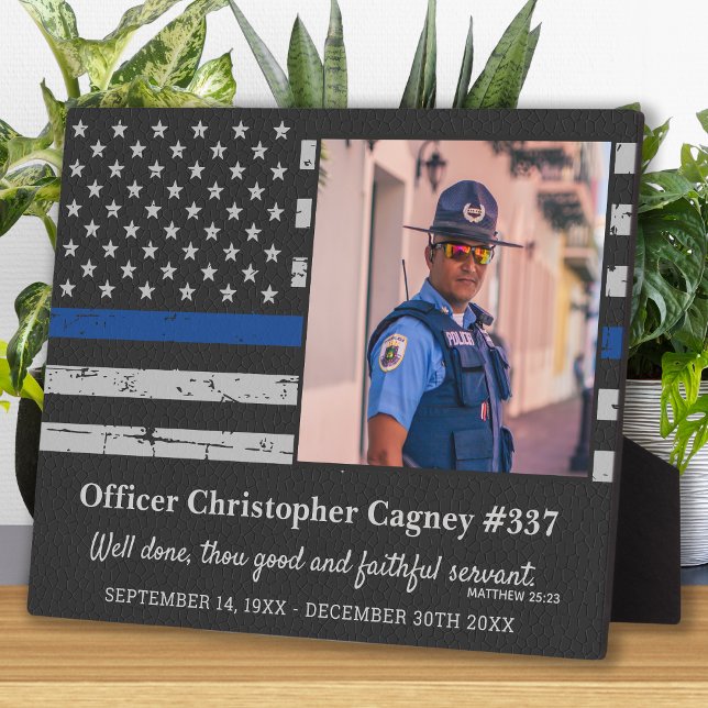 Plaque commémorative de la police Photo Thin Blue  (Créateur téléchargé)