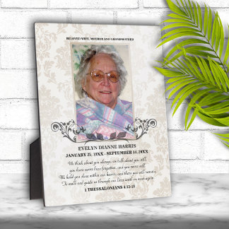 Plaque commémorative photo en Damas taupe