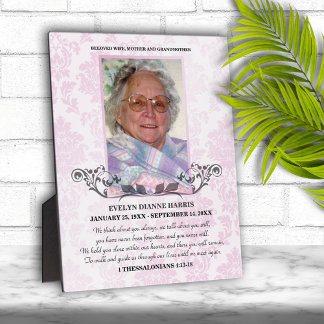 Plaque commémorative photo rose pâle