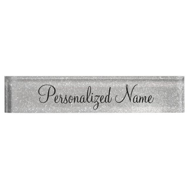 Plaque d'accueil de bureau en argent brillant pers (Devant)