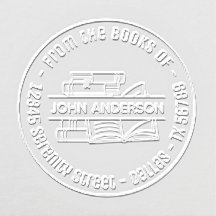 Plaque d'adresse ronde de la pile de livres