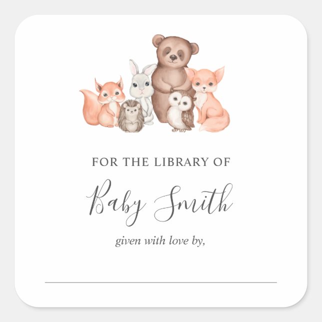 Plaque de baby shower Sticker animal de bois (Devant)