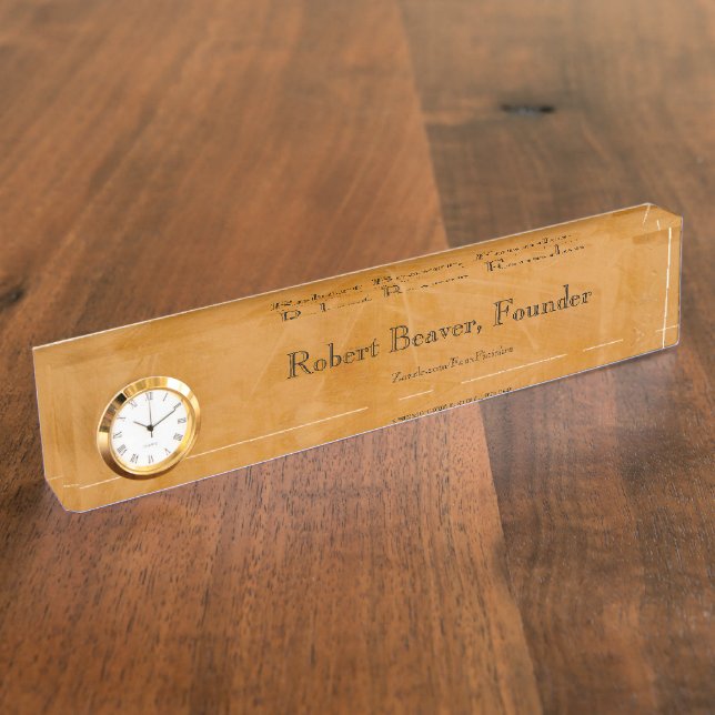 Plaque de bureau à finition Dante avec horloge (Taille)
