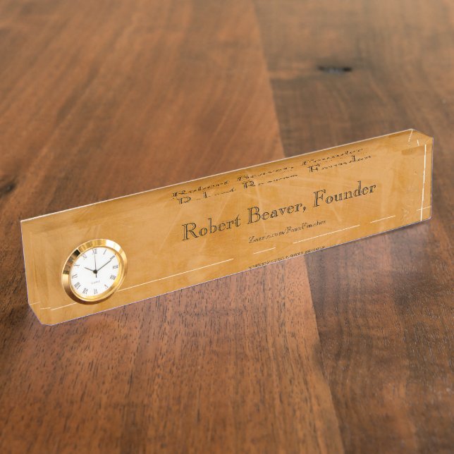 Plaque de bureau à finition Dante Faux avec horlog (Taille)