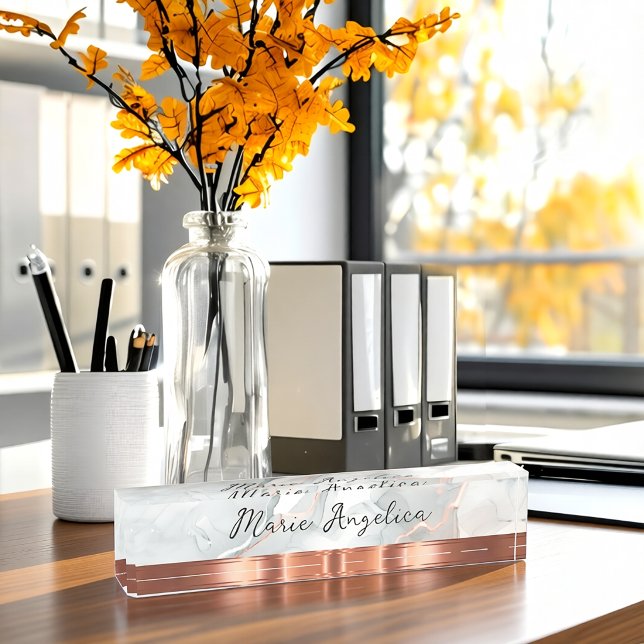 Plaque de bureau à monogramme en marbre doré éléga (Créateur téléchargé)