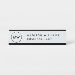 Plaque de bureau à monogramme minimal personnalisé