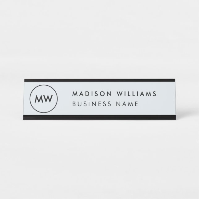 Plaque de bureau à monogramme minimal personnalisé (Devant)
