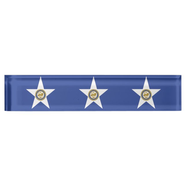 Plaque de bureau avec Drapeau de Houston, USA (Devant)