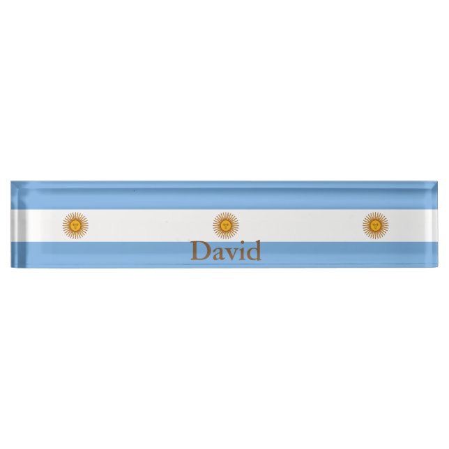 Plaque de bureau avec drapeau patriotique argentin (Devant)