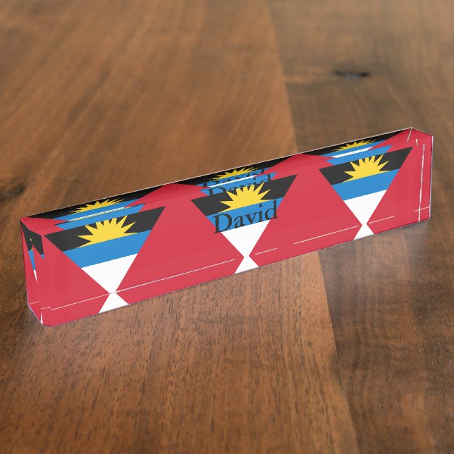 Plaque de bureau avec drapeau patriotique d'Antigu (Taille)