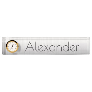Plaque de bureau avec horloge/argent