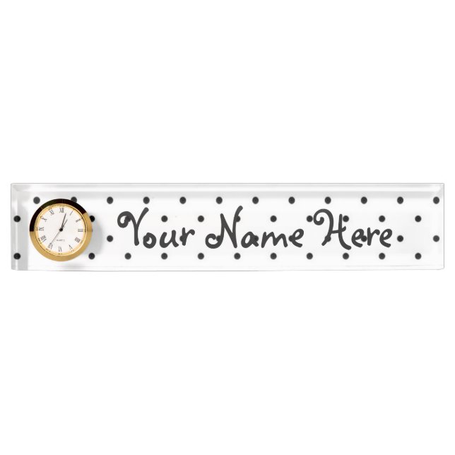 Plaque de bureau avec horloge/blanc avec points no (Devant)
