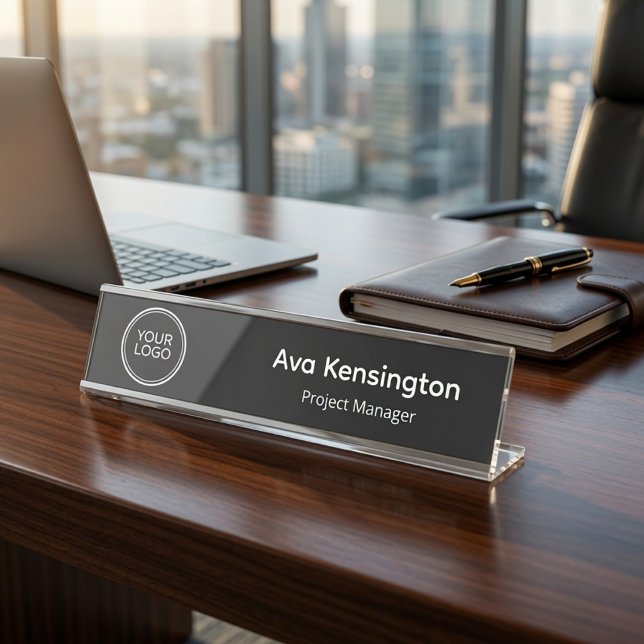 Plaque de bureau avec logo d'entreprise personnali (Créateur téléchargé)