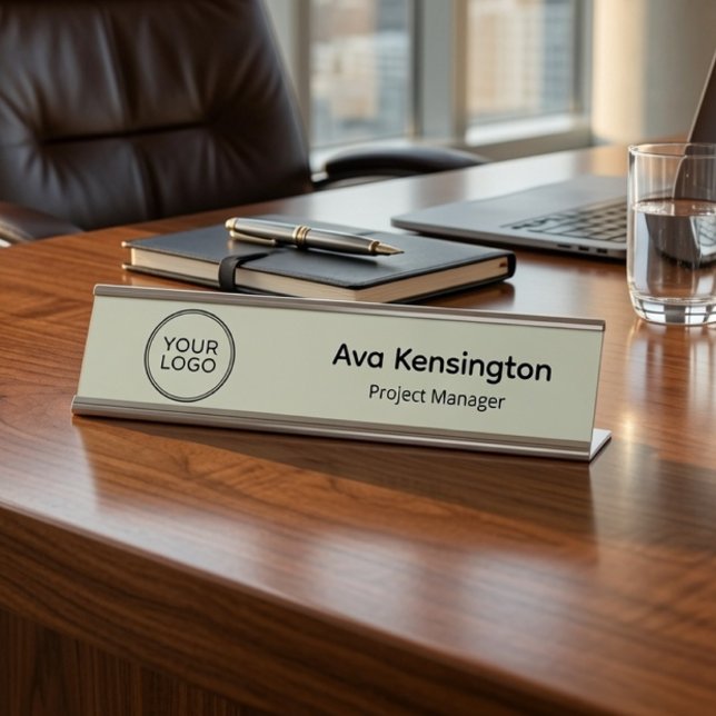 Plaque de bureau avec logo d'entreprise personnali (Créateur téléchargé)