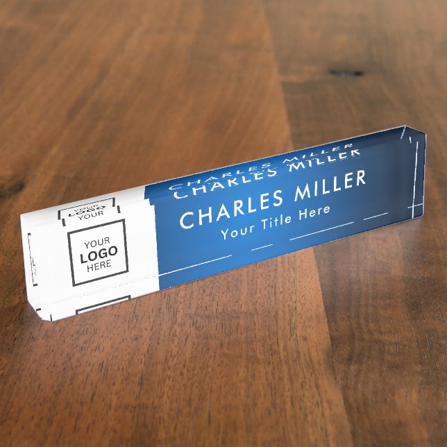 Plaque de bureau avec nom de logo d'entreprise pro (Taille)