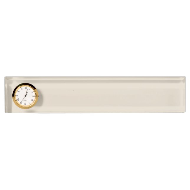 Plaque de bureau couleur blanc os avec horloge (Devant)