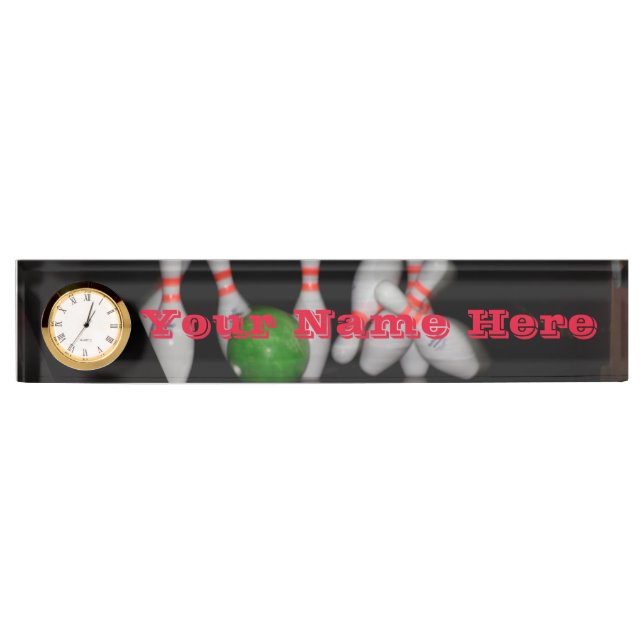 Plaque de bureau de Bowling avec horloge (Devant)