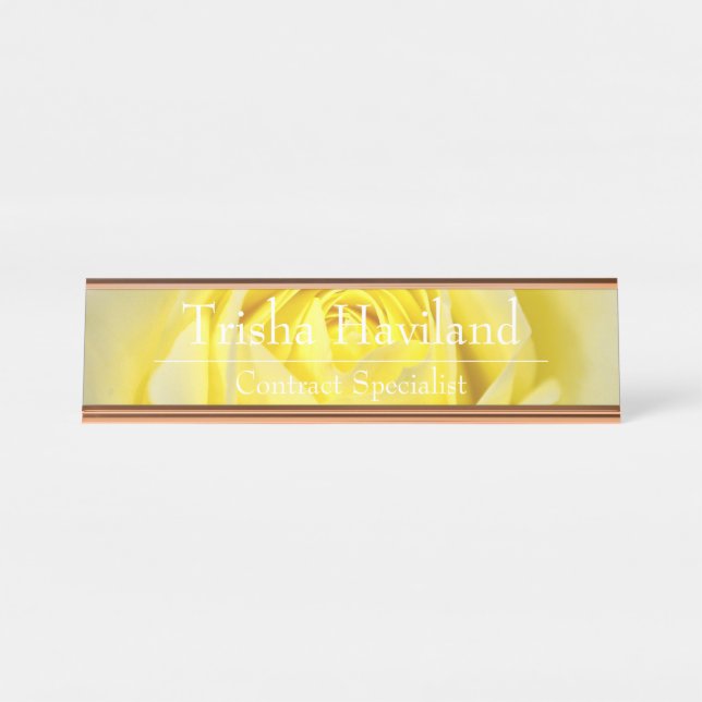 Plaque de bureau - Dessin de rose jaune HAMbyWG (Devant)