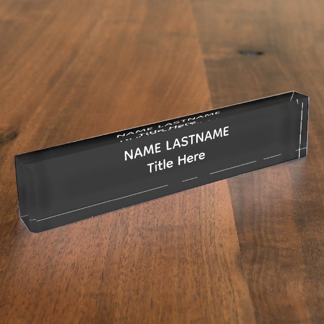Plaque de bureau élégante blanc et rose nom person (Taille)