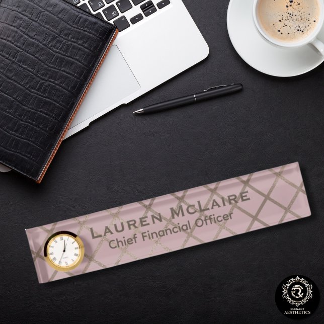 Plaque de bureau élégante en forme de diamant rose (Créateur téléchargé)