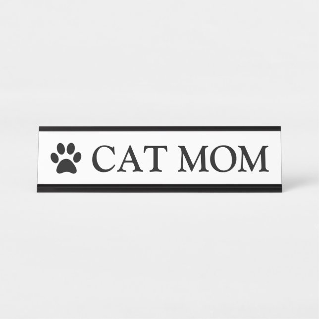 Plaque de bureau empreinte de patte de chat maman  (Devant)