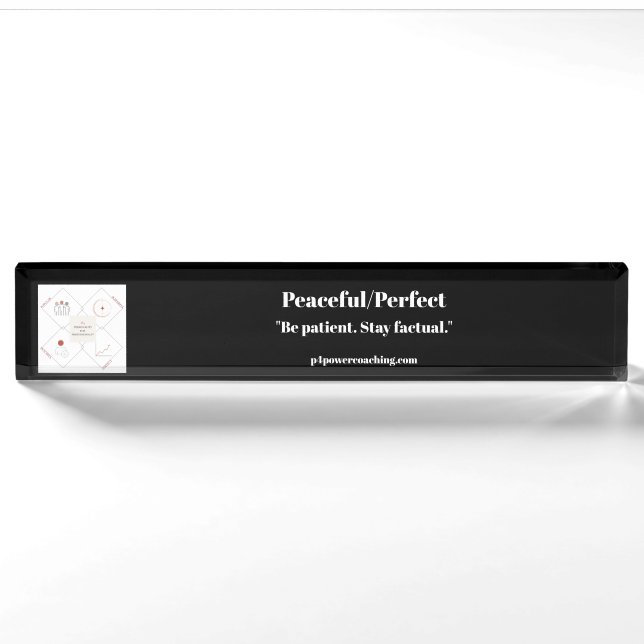 Plaque de bureau en acrylique noir paisible/parfai (Devant)