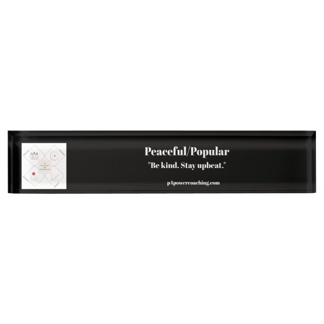 Plaque de bureau en acrylique noir paisible/popula (Devant)