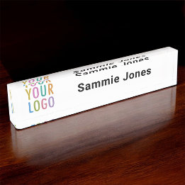 Plaque de bureau en acrylique Nom Entreprise Logo