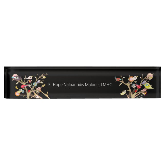 Plaque de bureau en acrylique Whimsy Birds (Devant)