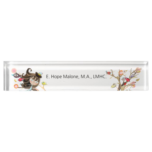 Plaque de bureau en acrylique Whimsy Birds (Devant)