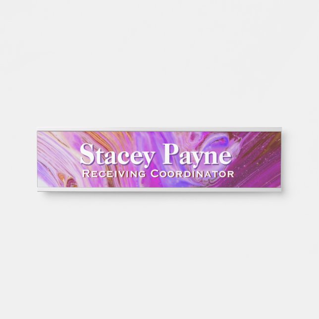 Plaque de bureau en art de flux acrylique fuscia s (Devant)