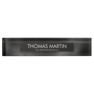 Plaque de bureau en cuir noir masculin Nom