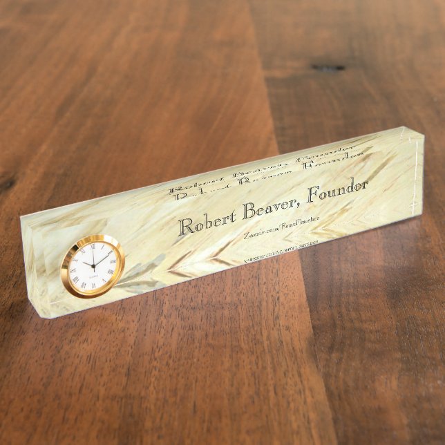Plaque de bureau en marbre blanc avec horloge (Taille)