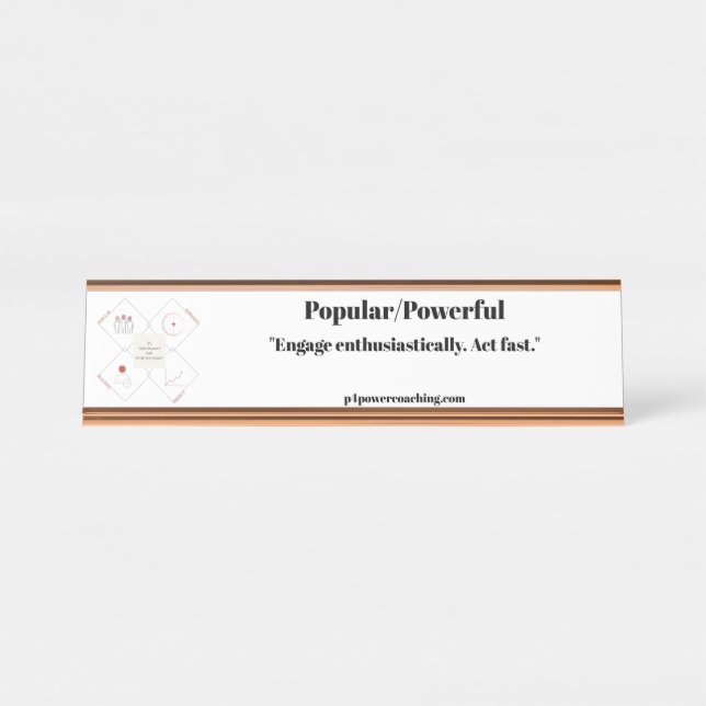 Plaque de bureau en or rose populaire/puissant (Devant)