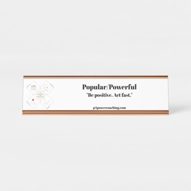 Plaque de bureau en or rose populaire/puissant (Devant)