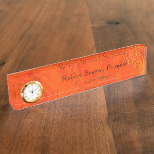 Plaque de bureau en terre cuite vernissée avec hor