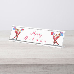 Plaque de bureau Fitness Père Noël
