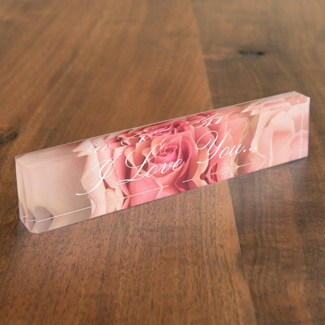 Plaque de bureau HAMbyWG - Rose pêche "Je t'aime" (Taille)