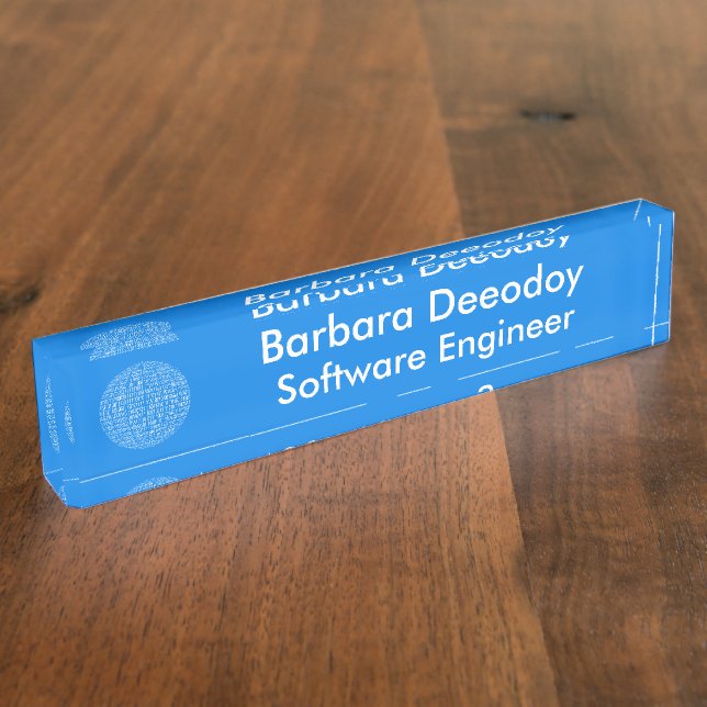 Plaque de bureau Ingénieur Logiciel Bleu (Taille)