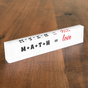 Plaque de bureau Math Égal Amour