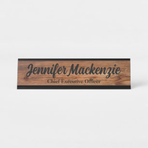 Plaque de bureau moderne en grain de bois rustique
