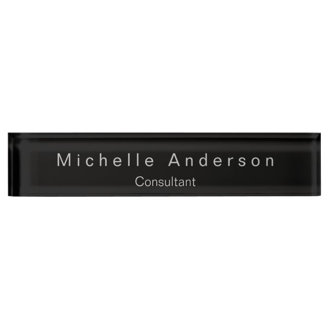 Plaque de bureau moderne moderne Black Consultant (Devant)