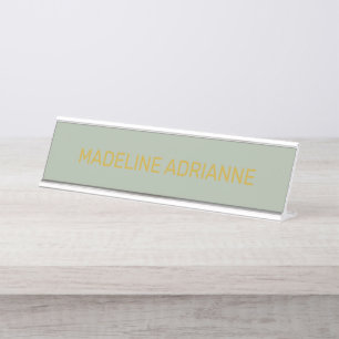 Plaque de bureau moderne personnalisée Sauge et Or