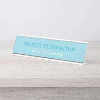 Plaque de bureau moderne professionnel bleu aqua c